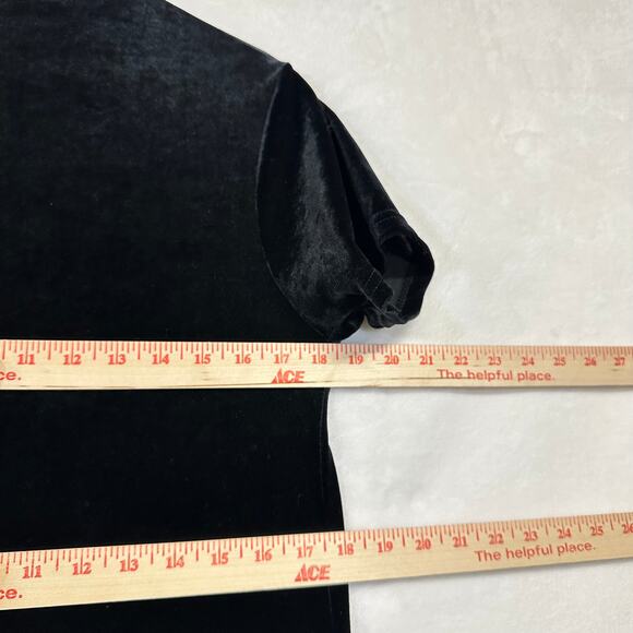 Walter Medium Black Short Sleeve Maxi Dress Velvet Mock Neck Romantic Goth Sexy - Picture 9 of 12